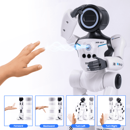 SaveJoy Smart RC Robot Toy for Kids, Voice Controlled with Delivery Tray, Gesture Sensing Programmable Actions Music Dance 2.4GHz Rechargeable Robot