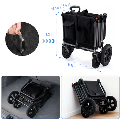 SaveJoy Stroller Wagon 4 Passenger, 4-Seater Wagon Stroller for 4 Kids with Canopy Parent Organizer & 5-Point Harness