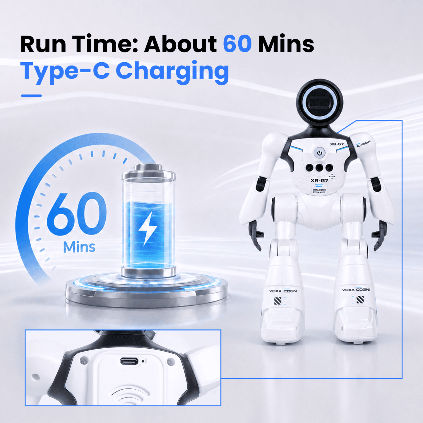 SaveJoy Smart RC Robot Toy for Kids, Voice Controlled with Delivery Tray, Gesture Sensing Programmable Actions Music Dance 2.4GHz Rechargeable Robot