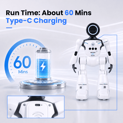 SaveJoy Smart RC Robot Toy for Kids, Voice Controlled with Delivery Tray, Gesture Sensing Programmable Actions Music Dance 2.4GHz Rechargeable Robot