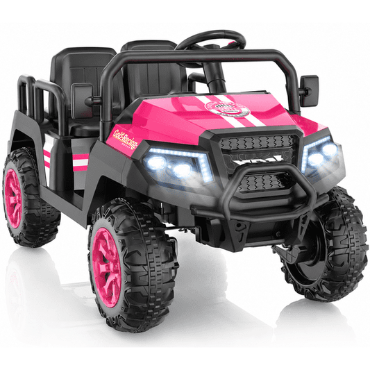 SaveJoy 24V 4 Seater Ride on Cars for Big Kids, Powered Ride on Toy Truck with Remote Control, Electric Car for Kids 3-8 Boys Girls