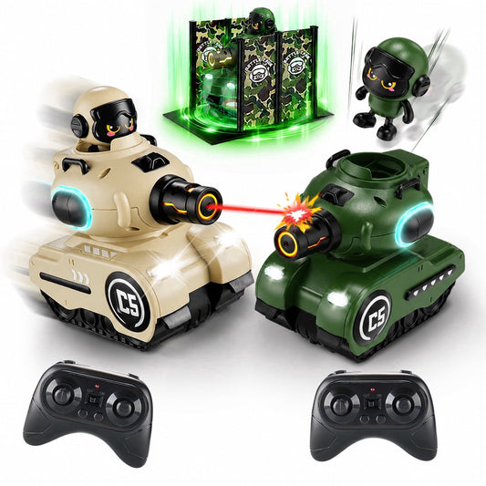 SaveJoy RC Battle Tanks 2 Pack，Remote Control Military Tank，Gift for Boys Girls 8-12