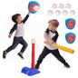 SaveJoy 2-in-1 T-Ball Set and Toss Game for Kids, Toddler Baseball Set for Age 1-3-6 Boys Girls, Outdoor Toys Toss and Catch Ball with 7 Balls