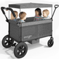 SaveJoy Stroller Wagon 4 Passenger, 4-Seater Wagon Stroller for 4 Kids with Canopy Parent Organizer & 5-Point Harness