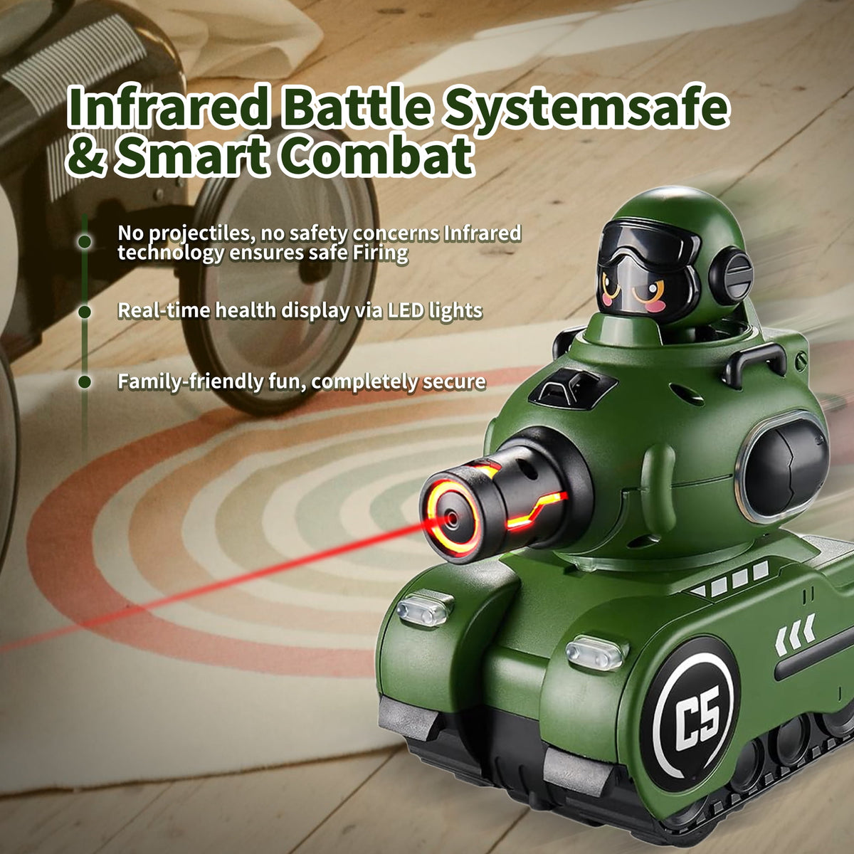 SaveJoy RC Battle Tanks 2 Pack，Remote Control Military Tank，Gift for Boys Girls 8-12