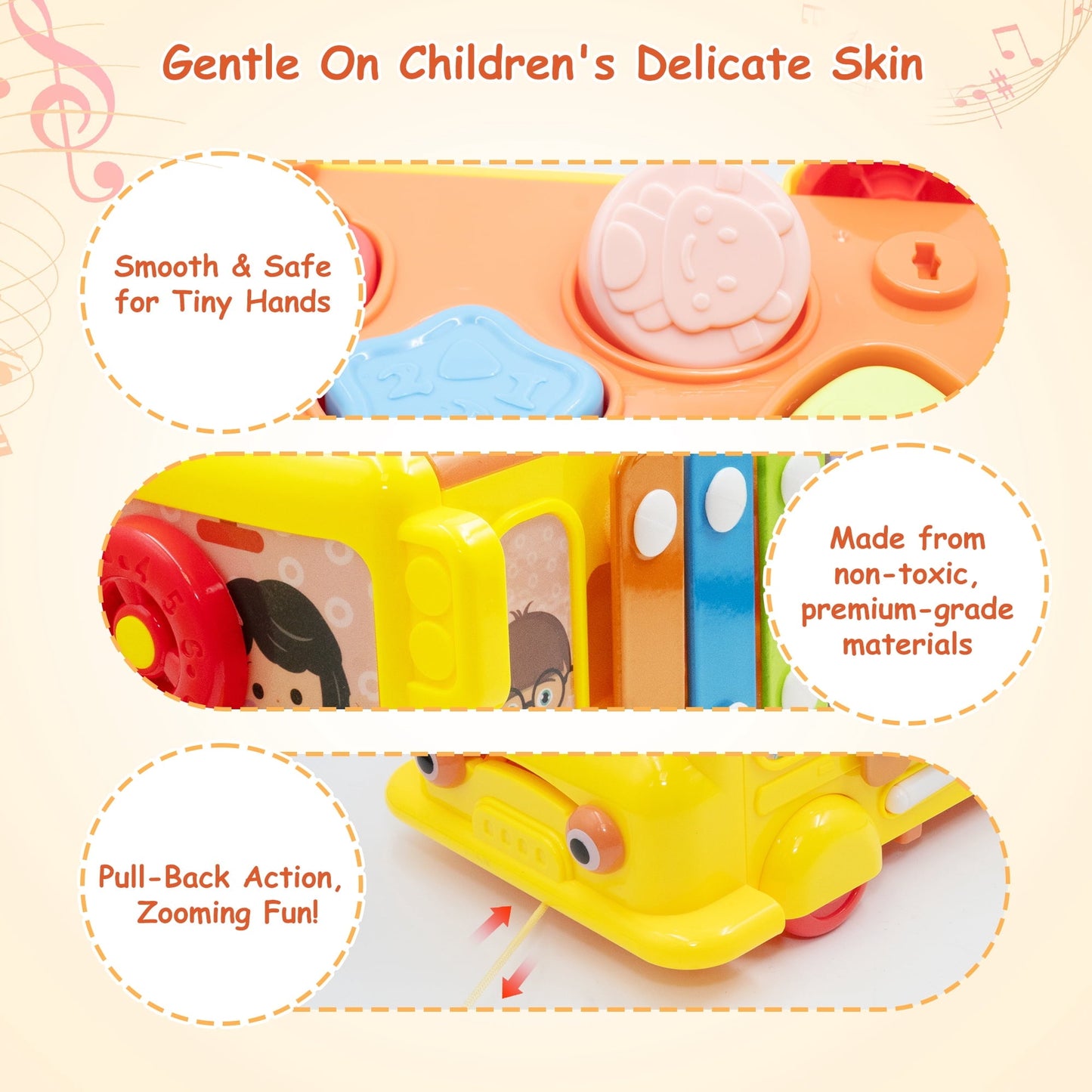 SaveJoy Baby Busy Bus Learning Toy Montessori Toddler Sensory Toys,Educational Gifts for Kids Boys & Girls