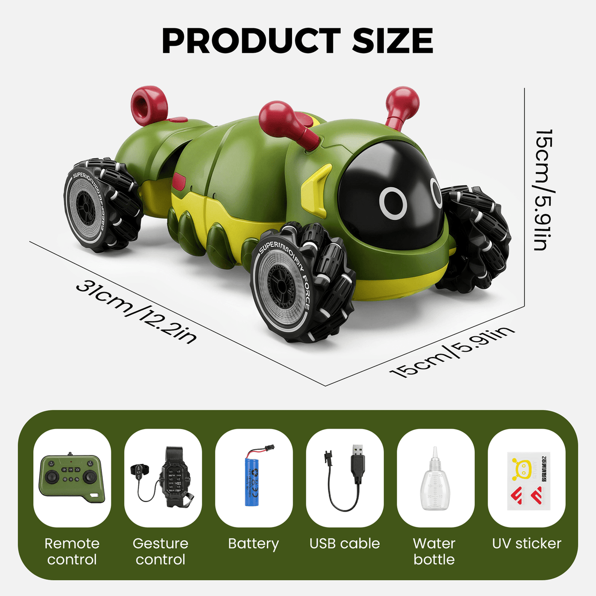 SaveJoy Remote Control Car, Gesture Sensing RC Twist Stunt Car, RC Car Toys for Kids with Insect Sound & Spray, Birthday Gift for Boys Girls Ages 3-12